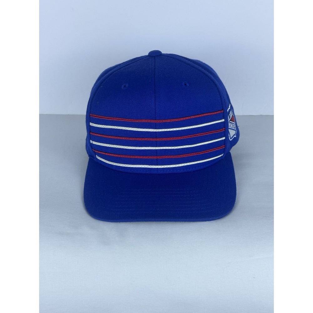 New York Rangers Striped Crown Mitchell & Ness SnapBack Hat Cap NHL Blue Shirts